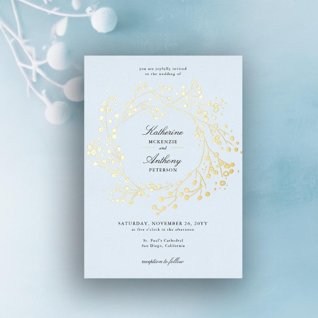Invitation En Aluminium Elégant Mariage de courge de crème glacée dorée en (winter wedding invitation ice blue gold berries elegant modern classic sophisticated classy romantic)