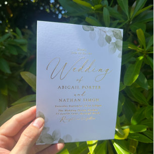 Invitation En Aluminium Elégant Mariage de feuille verte or