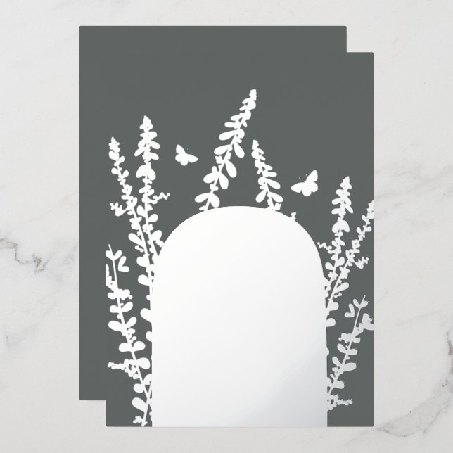 Invitation En Aluminium Élégant mariage de feuilles de jardin et de papill (Recto/Verso)