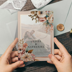 Invitation En Aluminium Élégant mariage de photos florales Enregistrer la 