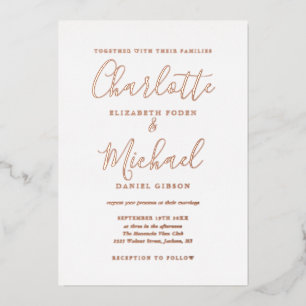 Invitation En Aluminium Élégant Mariage de script de signature Rose Gold F