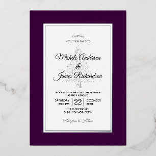 Invitation En Aluminium Élégant Mariage de vacances d'hiver violet