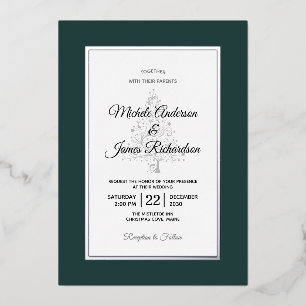 Invitation En Aluminium Élégant Mariage de vacances Emerald Silver