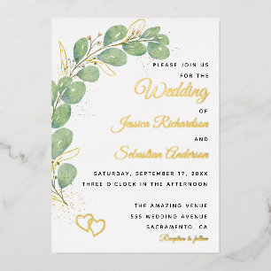 Invitation En Aluminium Elégant Mariage de verdure Eucalyptus