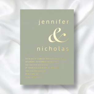 Invitation En Aluminium Élégant Mariage d'escargot doré vert