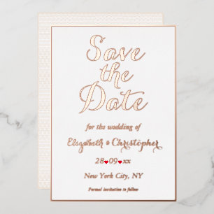 Invitation En Aluminium Élégant mariage d'or rose blanche Enregistrer la d