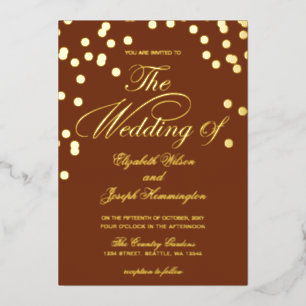 Invitation En Aluminium Élégant Mariage en terre cuite Gold Confetti