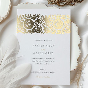 Invitation En Aluminium Élégant Mariage floral d'ivoire beige