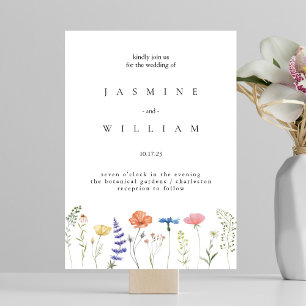 Invitation En Aluminium Elégant Mariage floral neutre