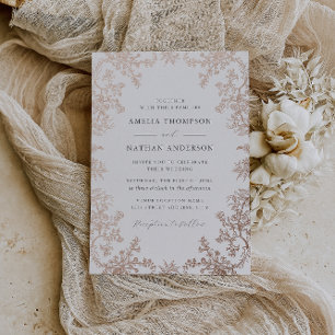 Invitation En Aluminium Élégant Mariage Floral Or Rose Vintage