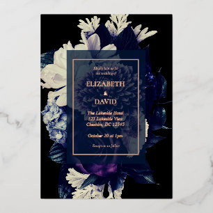 Invitation En Aluminium Élégant Mariage floral romantique foncé
