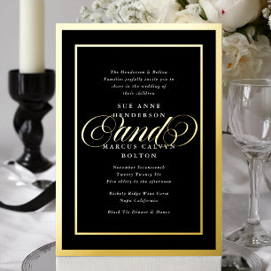 Invitation En Aluminium Élégant Mariage Formal Premium Gold Frame