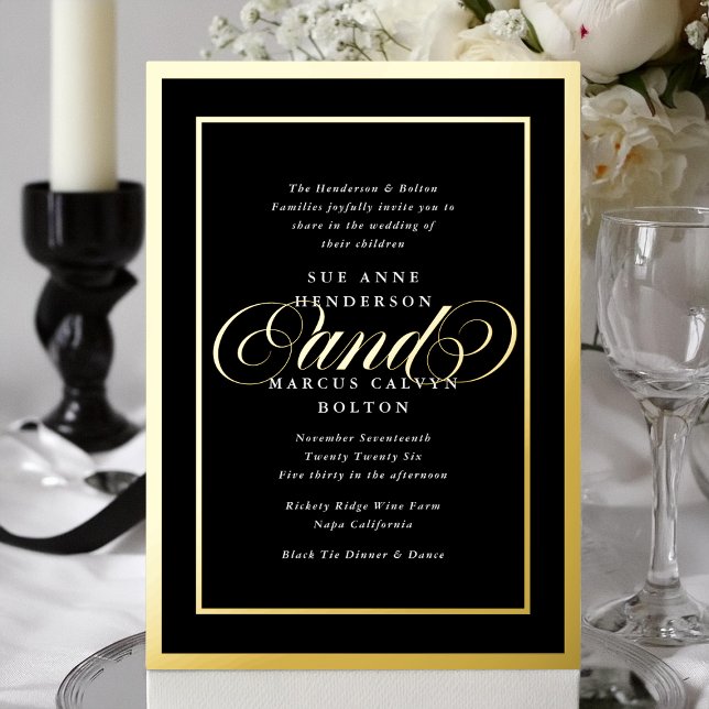 Invitation En Aluminium Élégant Mariage Formal Premium Gold Frame (Créateur téléchargé)