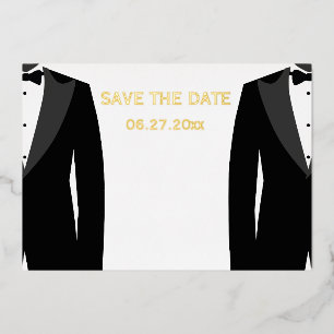 Invitation En Aluminium Élégant Mariage Gay Save The Date Véritable Feuill