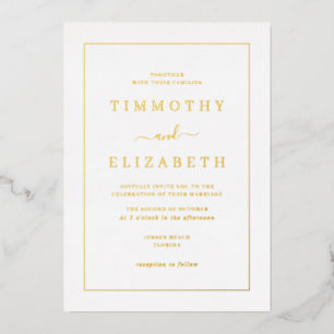 Invitation En Aluminium Élégant Mariage Gold Foil