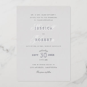Invitation En Aluminium Elégant Mariage gris argent