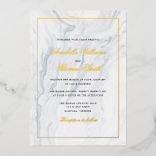Invitation En Aluminium Élégant Mariage Marbre et Or