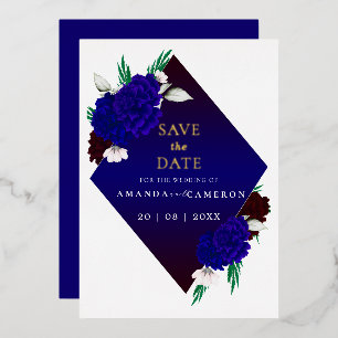 Invitation En Aluminium Élégant mariage "MARIGOLD" rouge burgundy bleu mar