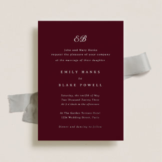 Invitation En Aluminium Élégant Mariage Marseille Bourgogne et Argent