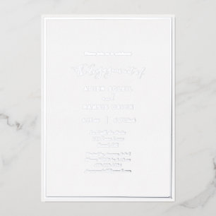 Invitation En Aluminium Élégant Mariage Moderne Fiançailles Fête Argent