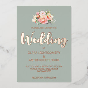 Invitation En Aluminium Élégant Mariage moderne rose Peony