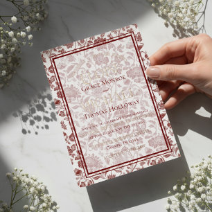 Invitation En Aluminium Élégant Mariage Monogramme Script Toile Florale Ro