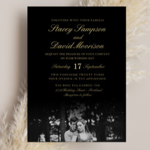 Invitation En Aluminium Élégant Mariage Photo Avec Véritable Or