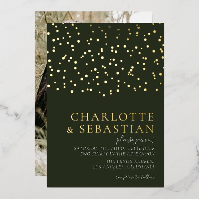 Invitation En Aluminium Elégant Mariage photo Deep Green Personnalisé (Recto/Verso)