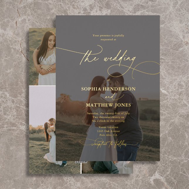 Invitation En Aluminium Élégant Mariage Photo Script 5 (Créateur téléchargé)