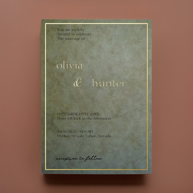 Invitation En Aluminium Élégant Mariage Sage Gold (Créateur téléchargé)