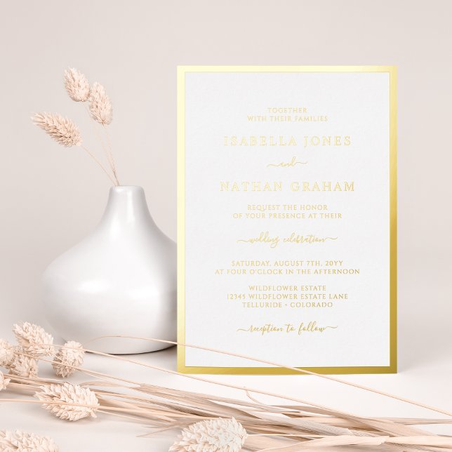 Invitation En Aluminium Élégant Mariage simple (Elegant Simple Minimalist Wedding Foil Invitation by Painted Paperie
)