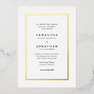 Invitation En Aluminium Élégant Mariage traditionnel Gold Foil