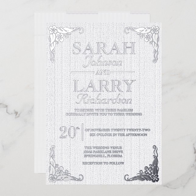 Invitation En Aluminium Élégant Mariage traditionnel hawaïen d'argent (Enveloppe)