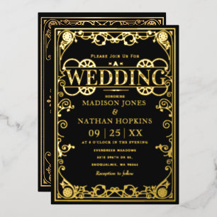 Invitation En Aluminium Élégant Mariage victorien Steampunk 