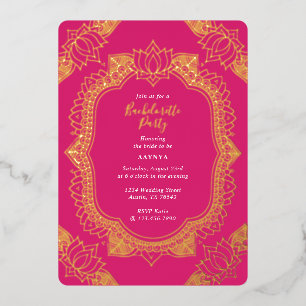 Invitation En Aluminium Élégant Mehndi Bachelorette Party Gold