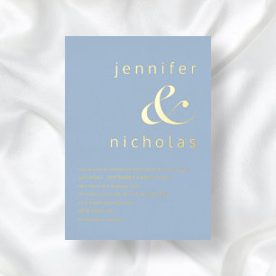 Invitation En Aluminium Élégant mélange en poudre et Mariage bleu or