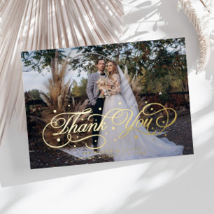 Invitation En Aluminium Élégant Merci de la calligraphie Points Mariage ph