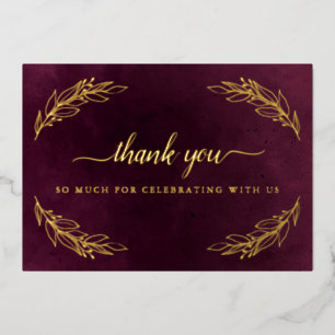 Invitation En Aluminium Elégant Merci de Mariage de Bourgogne et d'or