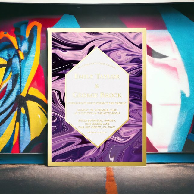 Invitation En Aluminium Elégant minimal géométrique Galaxie Art Mariage Or (Créateur téléchargé)