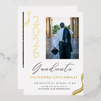 Invitation En Aluminium Elegant Minimalist Foil Graduation Announcement