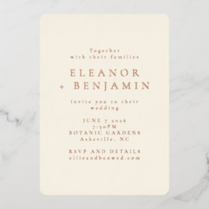 Invitation En Aluminium Élégant minimaliste de typographie Rose or Mariage
