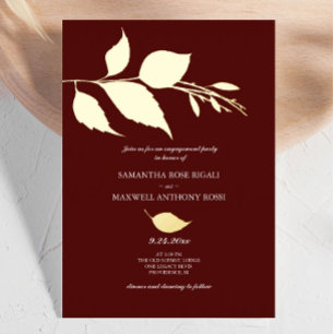 Invitation En Aluminium Élégant Minimaliste Fête de Fiançailles Marron