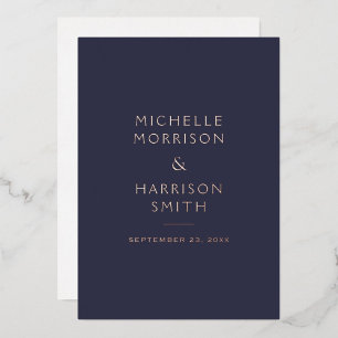 Invitation En Aluminium Elégant minimaliste Marine Mariage bleu Rose or