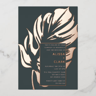 Invitation En Aluminium Élégant minimaliste moderne feuille de Monstera ma