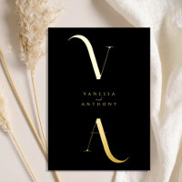 Élégant minimaliste moderne Mariage noir et or