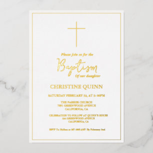 Invitation En Aluminium Élégant minimaliste Or Baptême & Christening