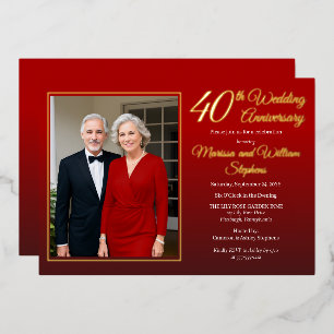 Invitation En Aluminium Élégant minimaliste photo 40e anniversaire de Mari
