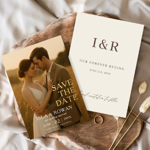 Invitation En Aluminium Élégant Minimaliste Simple Photo Mariage Or