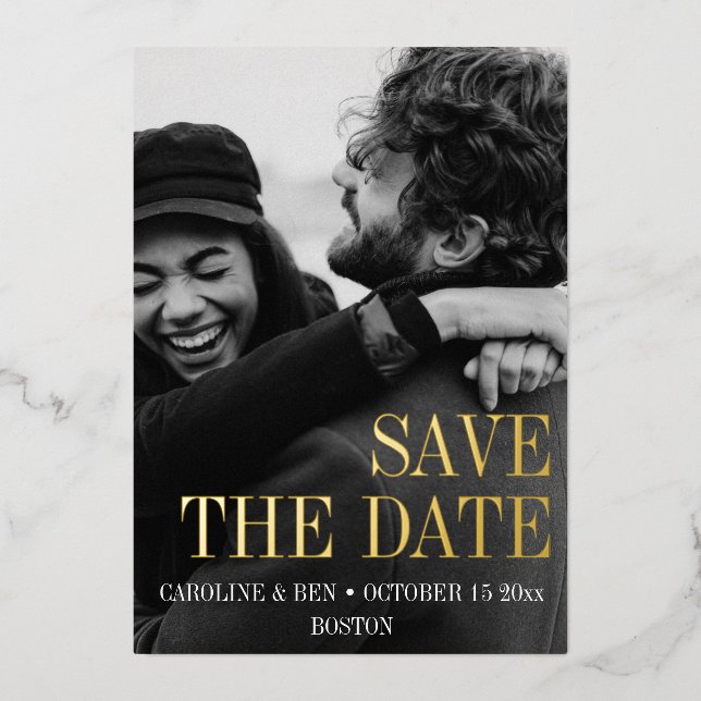 Invitation En Aluminium Elegant Modern Simple Vertical Photo Wedding (Recto)