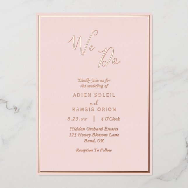Invitation En Aluminium Elégant moderne Blush Rose or Nous faisons Mariage (Recto)